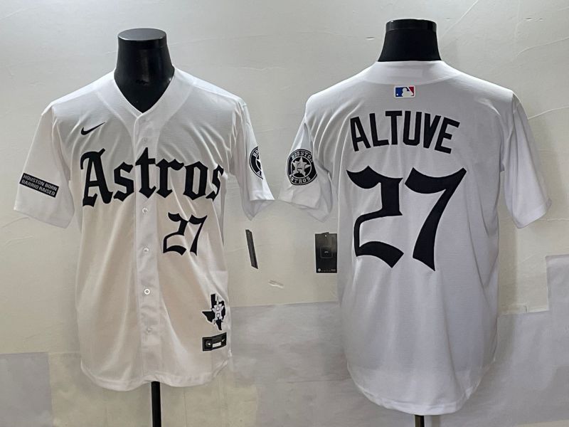 Men 2025 Houston Astros #27 Altuve White Five generations Joint Name Nike MLB Jersey style 13->houston astros->MLB Jersey